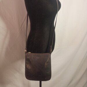 '90s MONSAC ORIGINALS USA Smooth Black Leather Compact Zip-top Crossbody Bag